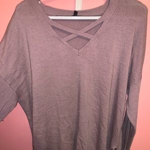 Purple Criss-Cross Cutout Sweater